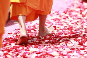 monk feet yoga alignment rose petal